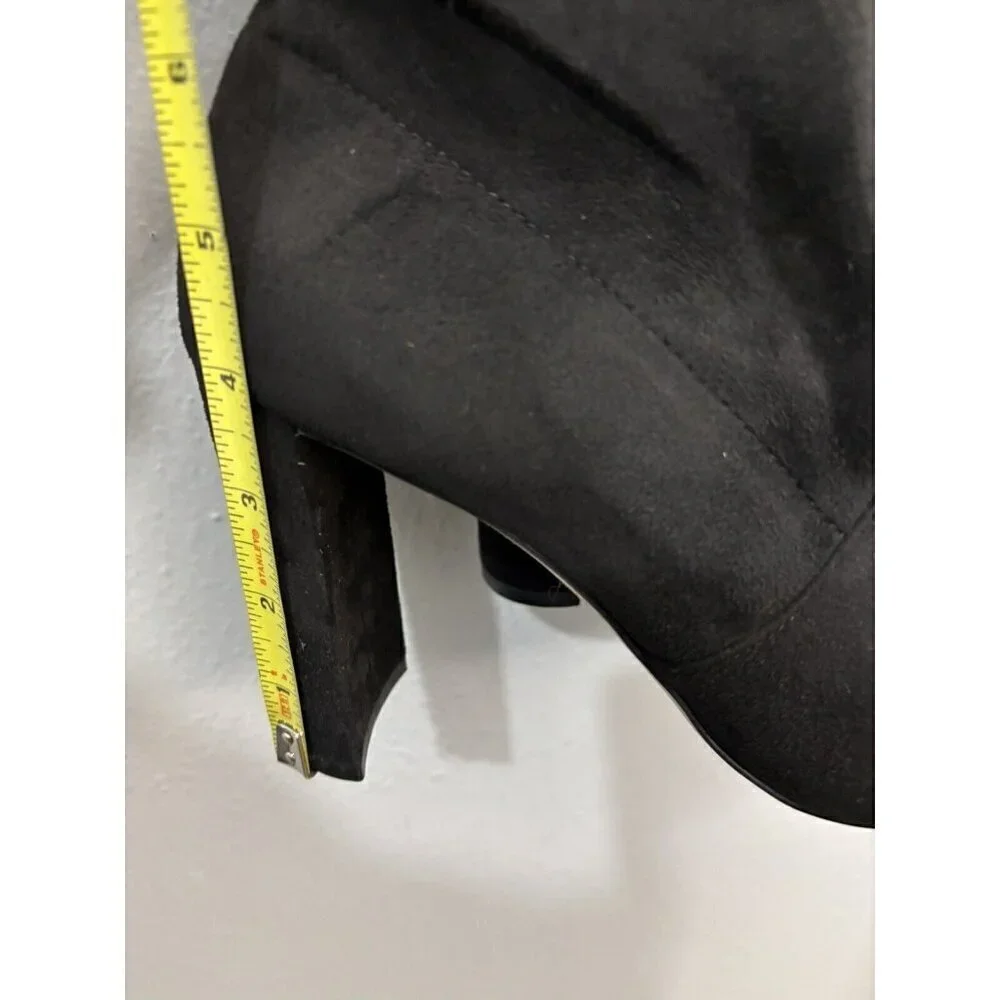 Aldo Over The Knee Sock Boots Black Women 9 Faux Suede Block Heel
